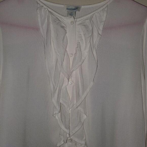 Sundance Eloquence Ivory Long Sleeve Ruffle Button Front Blouse Top XS - Picture 6 of 9